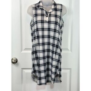 Poof! Women's Sleeveless Plaid Collared Button Up Shirt Dress Small Preppy S